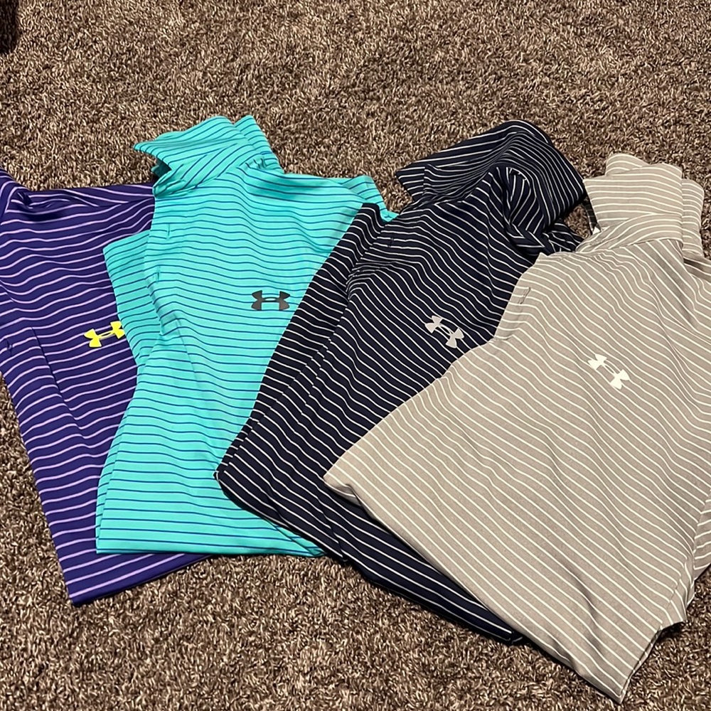 4 striped UA polos